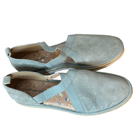Lucky Brand Light Blue Jenife Slip On Leather Espadrilles - Picture 2 of 6